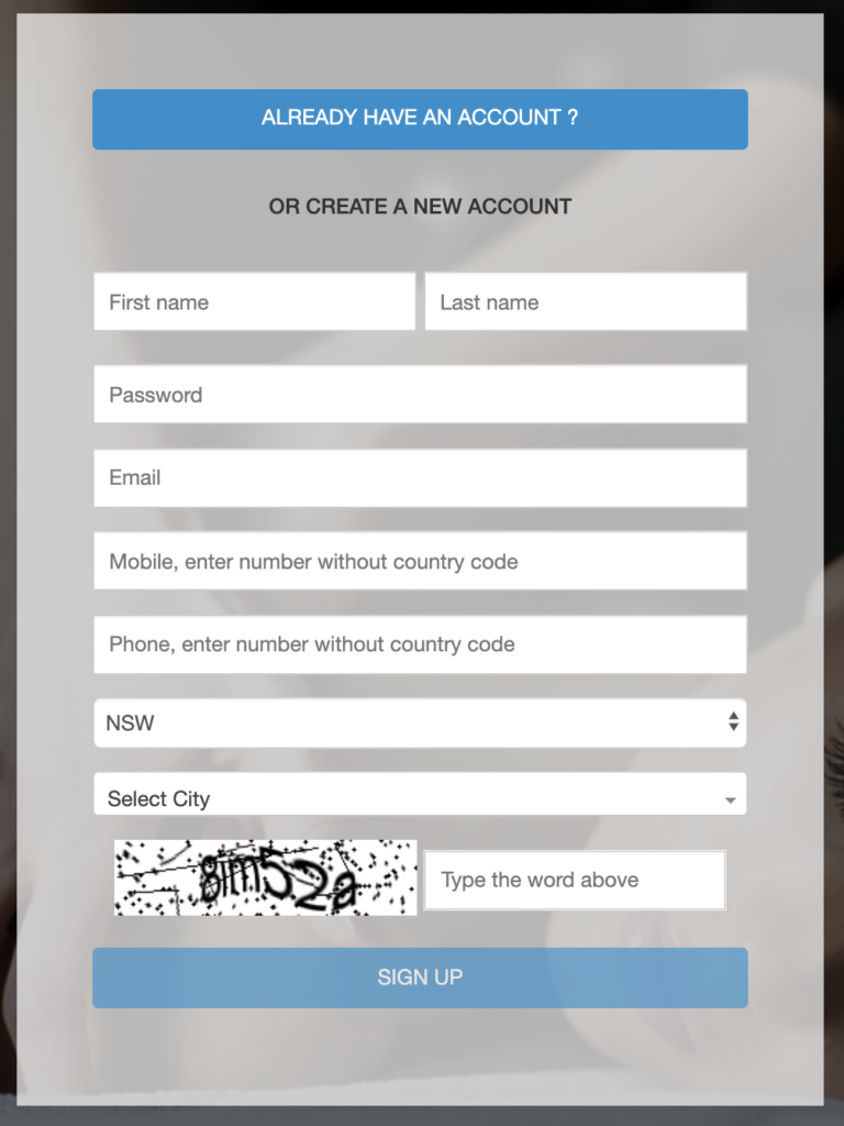 Customer Portal Fieldworker Signup Form