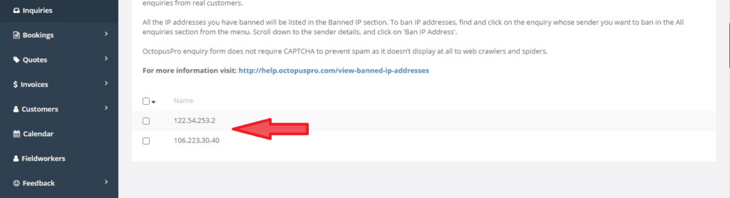 Banned IPs names location in Banned IPs page