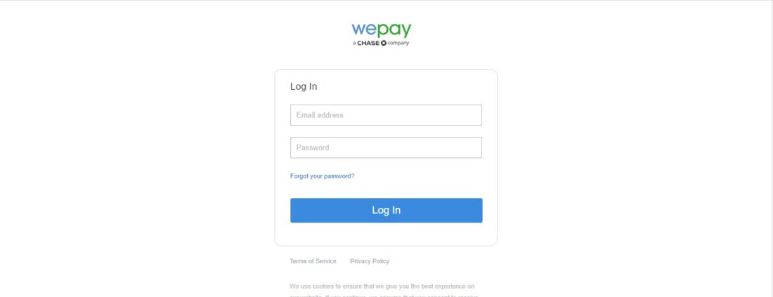 Screen shot of WePay sign in page