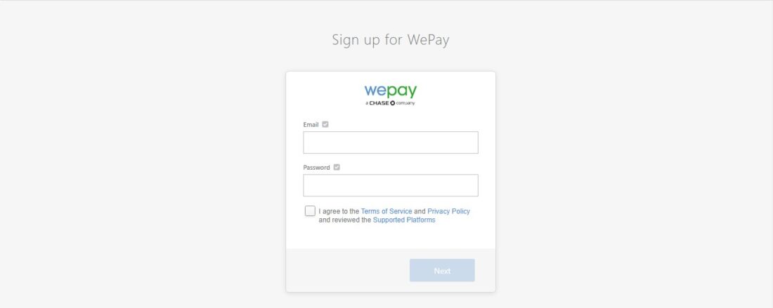 Sign up for WePay Page