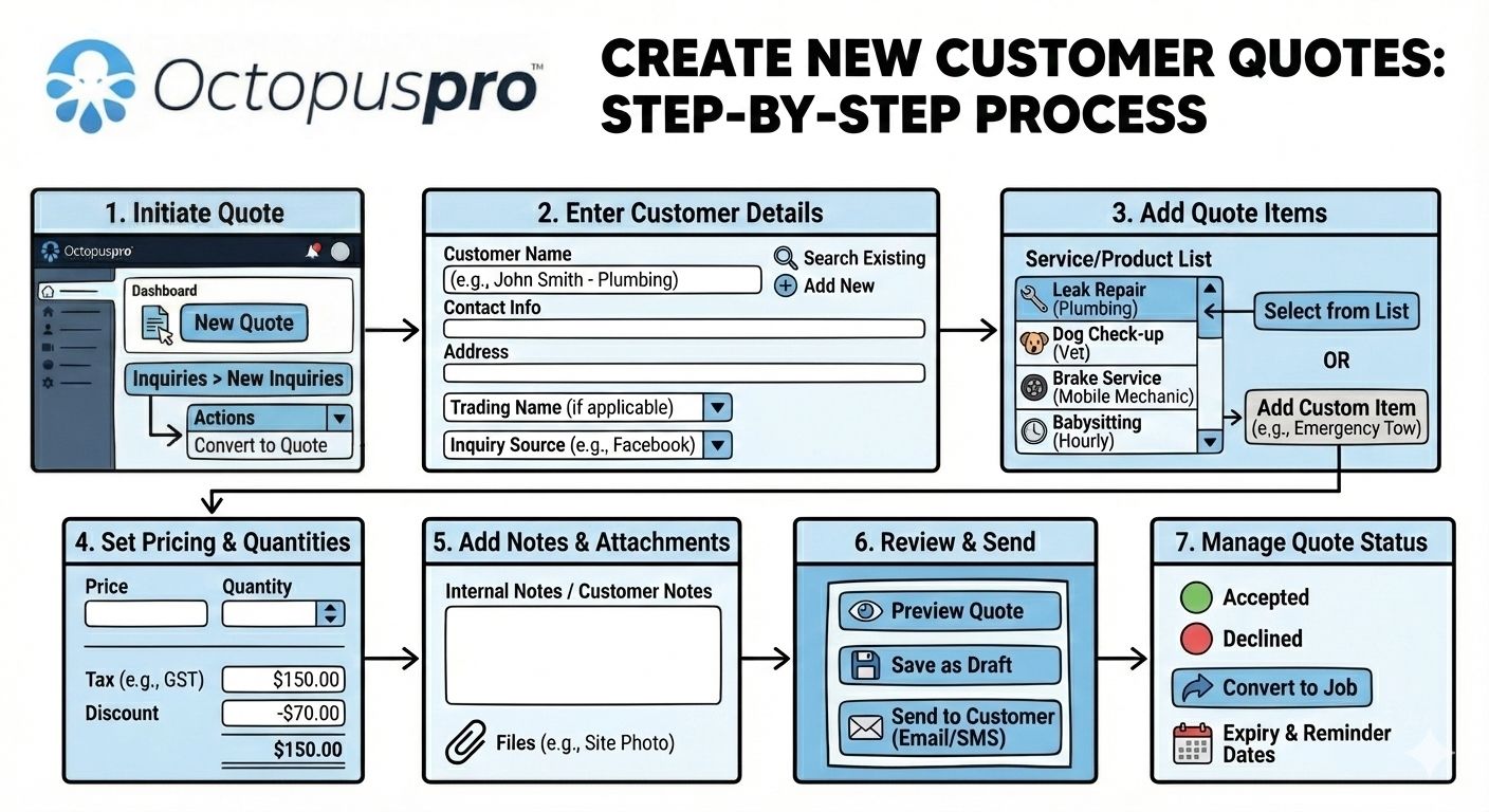 Create new customer quotes step-by-step process