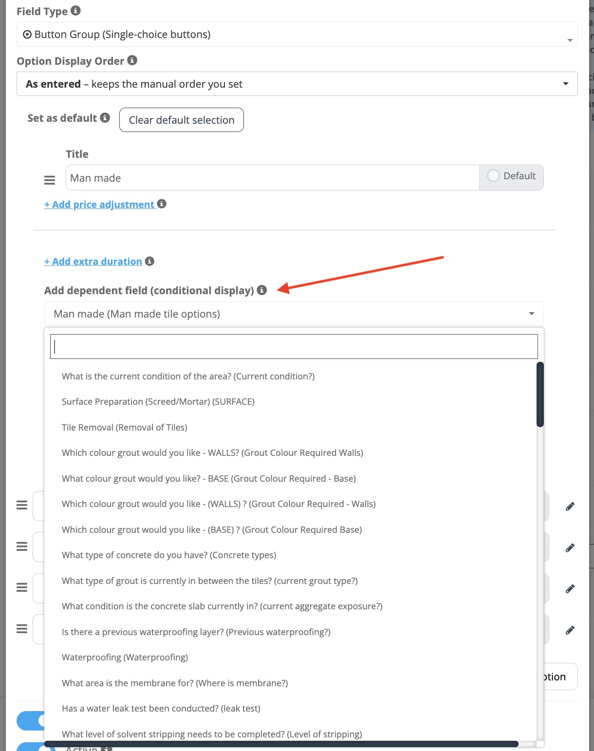 Select dependent custom field