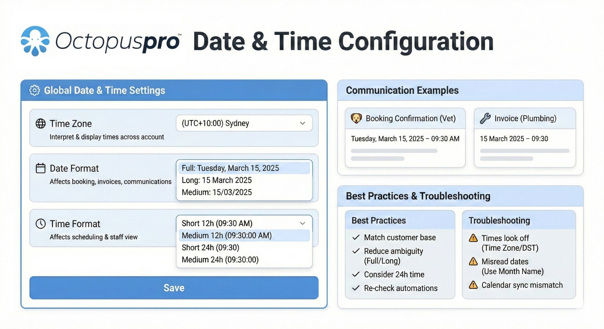 Date Time Configuration Settings