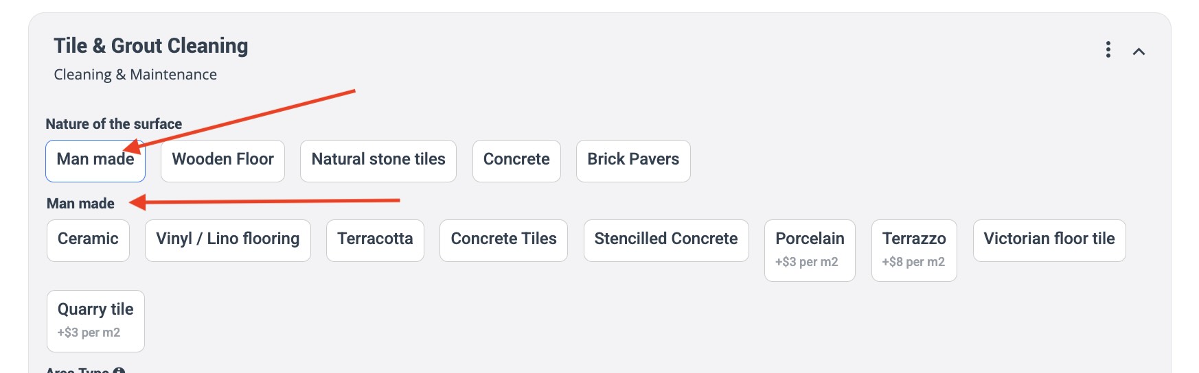 Dependent field shown after selecting trigger option