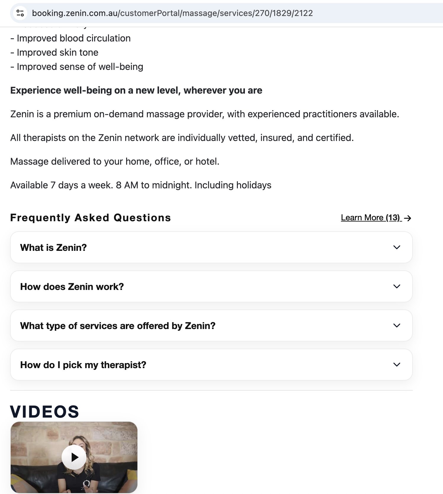Faqs in Service Page in Customer Portal