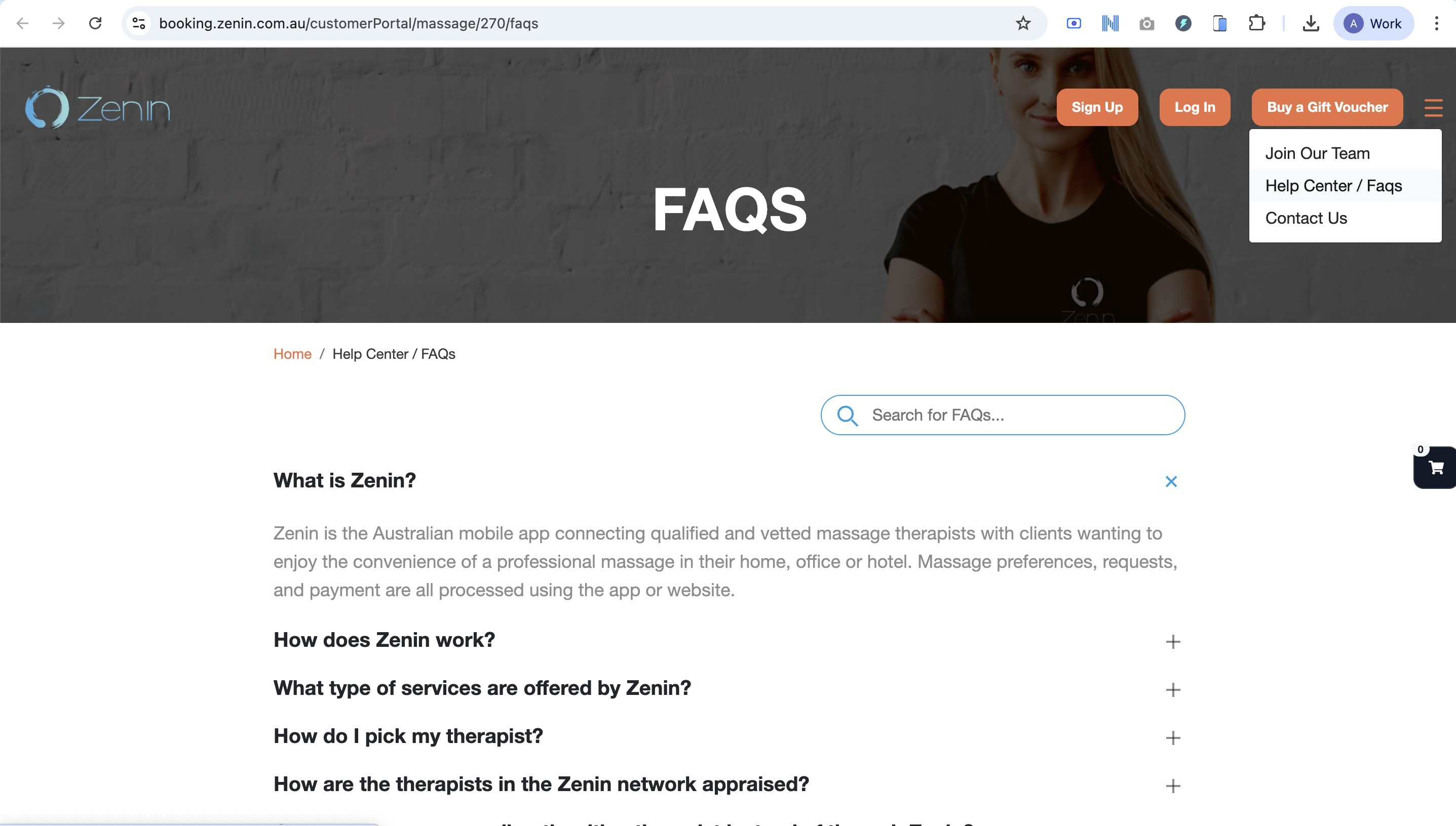 Faqs Page in Customer Portal
