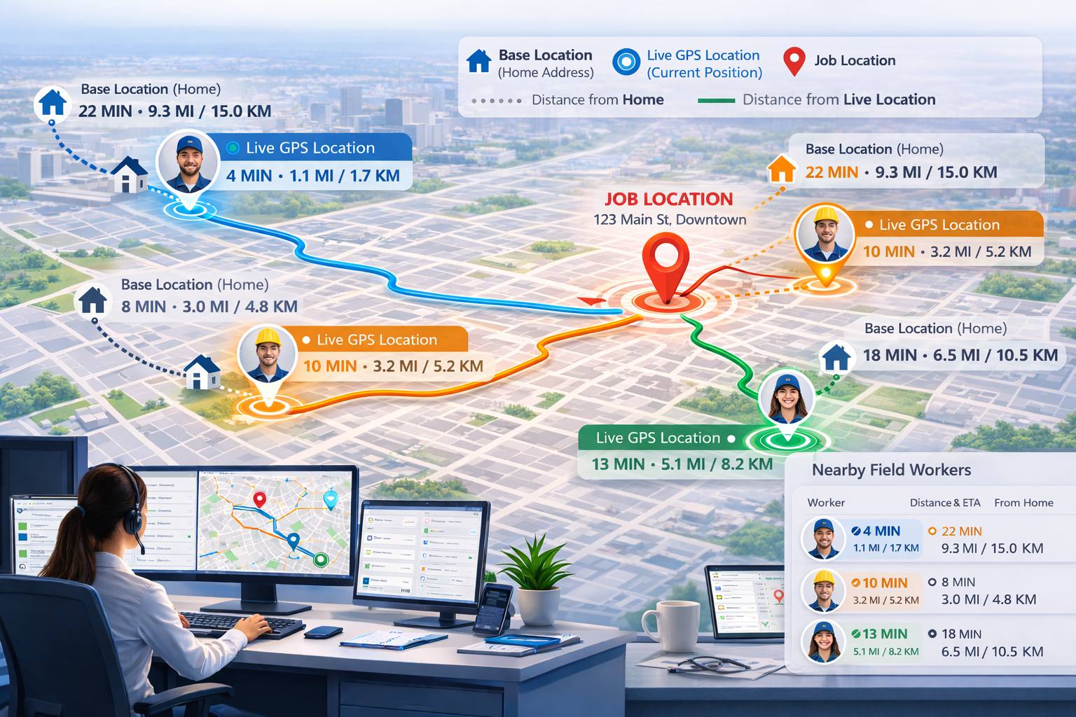 Real-time fieldworker tracking and job status updates in OctopusPro