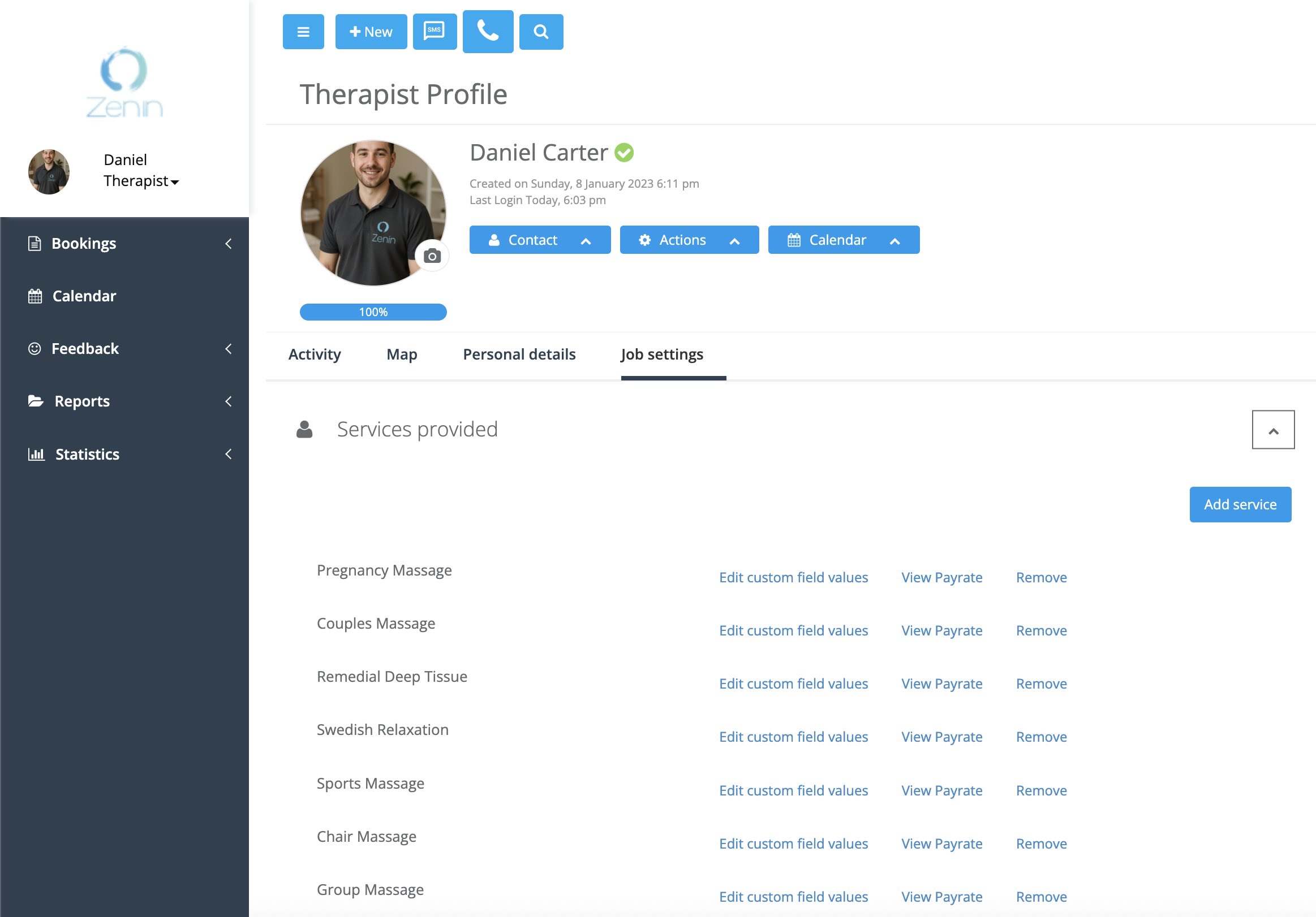Edit custom field values for a service from the fieldworker profile in the web admin portal